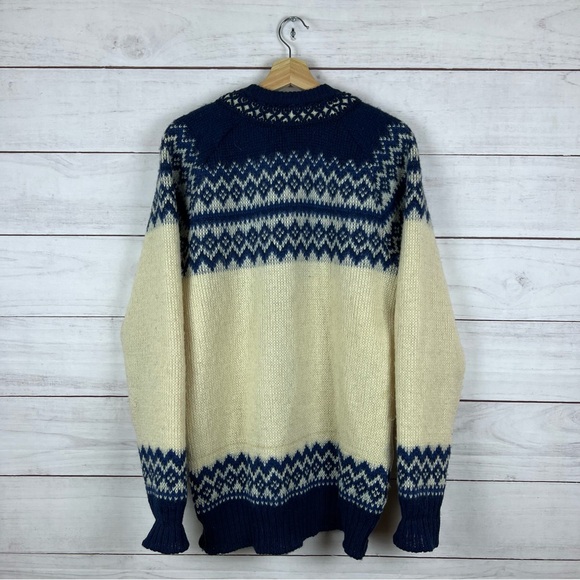 Vintage Norstrikk Norway Fair Isle Wool Cardigan Sweater Medium - Picture 2 of 3